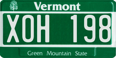 VT license plate XOH198