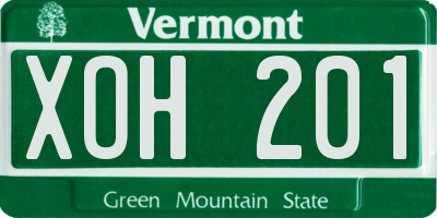 VT license plate XOH201