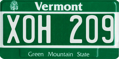 VT license plate XOH209