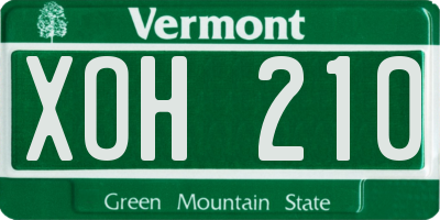 VT license plate XOH210