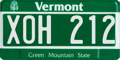 VT license plate XOH212