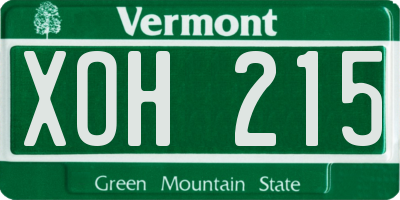 VT license plate XOH215