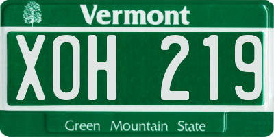 VT license plate XOH219