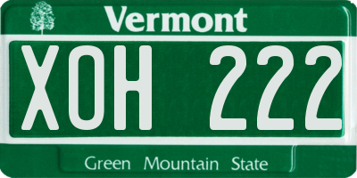 VT license plate XOH222