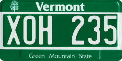 VT license plate XOH235