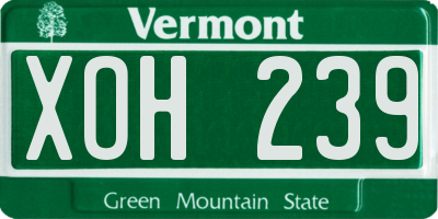 VT license plate XOH239