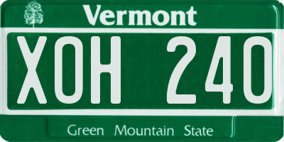 VT license plate XOH240
