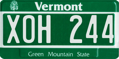 VT license plate XOH244