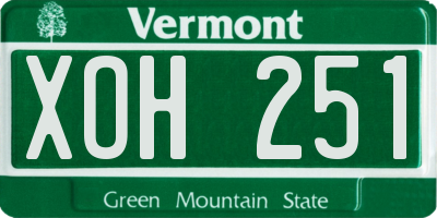 VT license plate XOH251