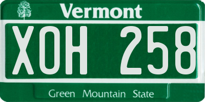 VT license plate XOH258