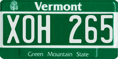 VT license plate XOH265