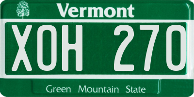 VT license plate XOH270