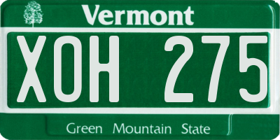 VT license plate XOH275