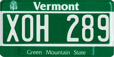 VT license plate XOH289