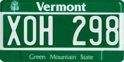 VT license plate XOH298