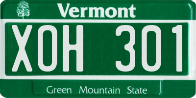 VT license plate XOH301