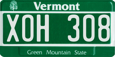 VT license plate XOH308