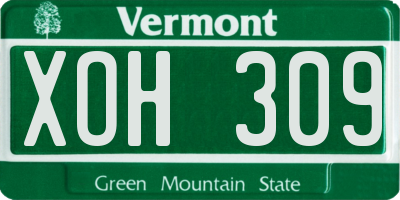 VT license plate XOH309