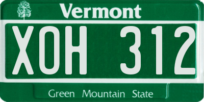 VT license plate XOH312