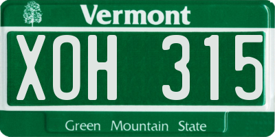 VT license plate XOH315