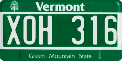 VT license plate XOH316