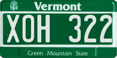 VT license plate XOH322