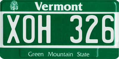 VT license plate XOH326