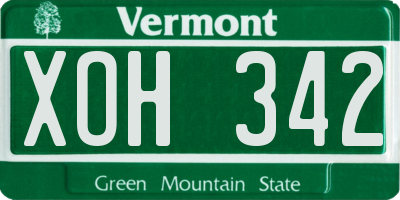 VT license plate XOH342