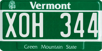 VT license plate XOH344