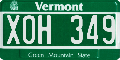 VT license plate XOH349