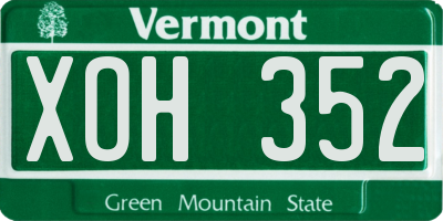 VT license plate XOH352