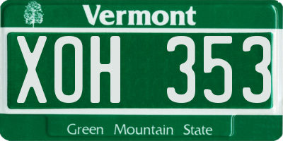 VT license plate XOH353