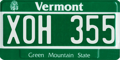 VT license plate XOH355