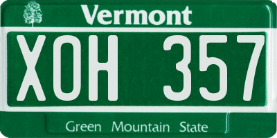 VT license plate XOH357