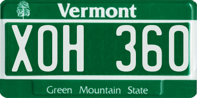 VT license plate XOH360