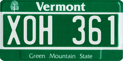 VT license plate XOH361