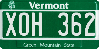 VT license plate XOH362