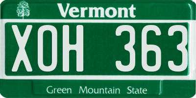 VT license plate XOH363