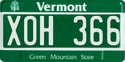 VT license plate XOH366
