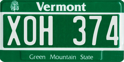 VT license plate XOH374