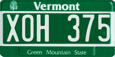VT license plate XOH375