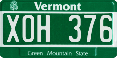 VT license plate XOH376