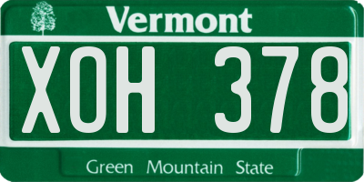 VT license plate XOH378