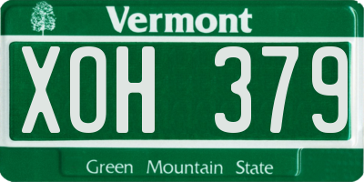 VT license plate XOH379