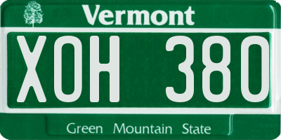 VT license plate XOH380