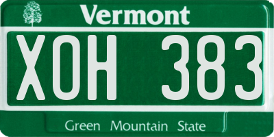 VT license plate XOH383