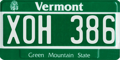 VT license plate XOH386