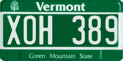 VT license plate XOH389