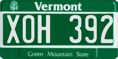 VT license plate XOH392