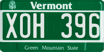 VT license plate XOH396